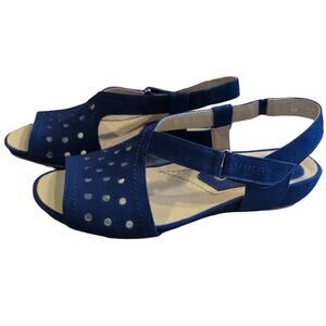 Earthies Razzoli Royal Blue Soft Buck Suede Slingback sandals size 6 NEW